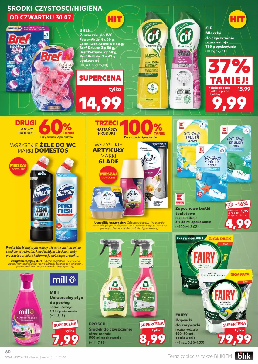 Gazetka promocyjna Kaufland - Gazetka tygodnia - ważna 30.07 do 05.08.2026 - strona 60 - produkty: Bref, Cif, Domestos, Fa, Fairy, Frosch, Mleczko, Perfum, Por, Tera, Waga, Zawieszki, Zmywarki