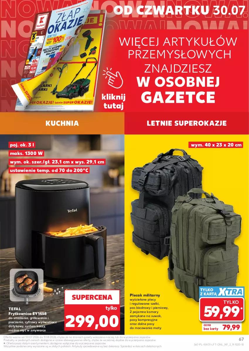 Gazetka promocyjna Kaufland - Gazetka tygodnia - ważna 30.07 do 05.08.2026 - strona 67 - produkty: Fa, Grill, Kosz, Kuchnia, Piec, Plecak, Tefal