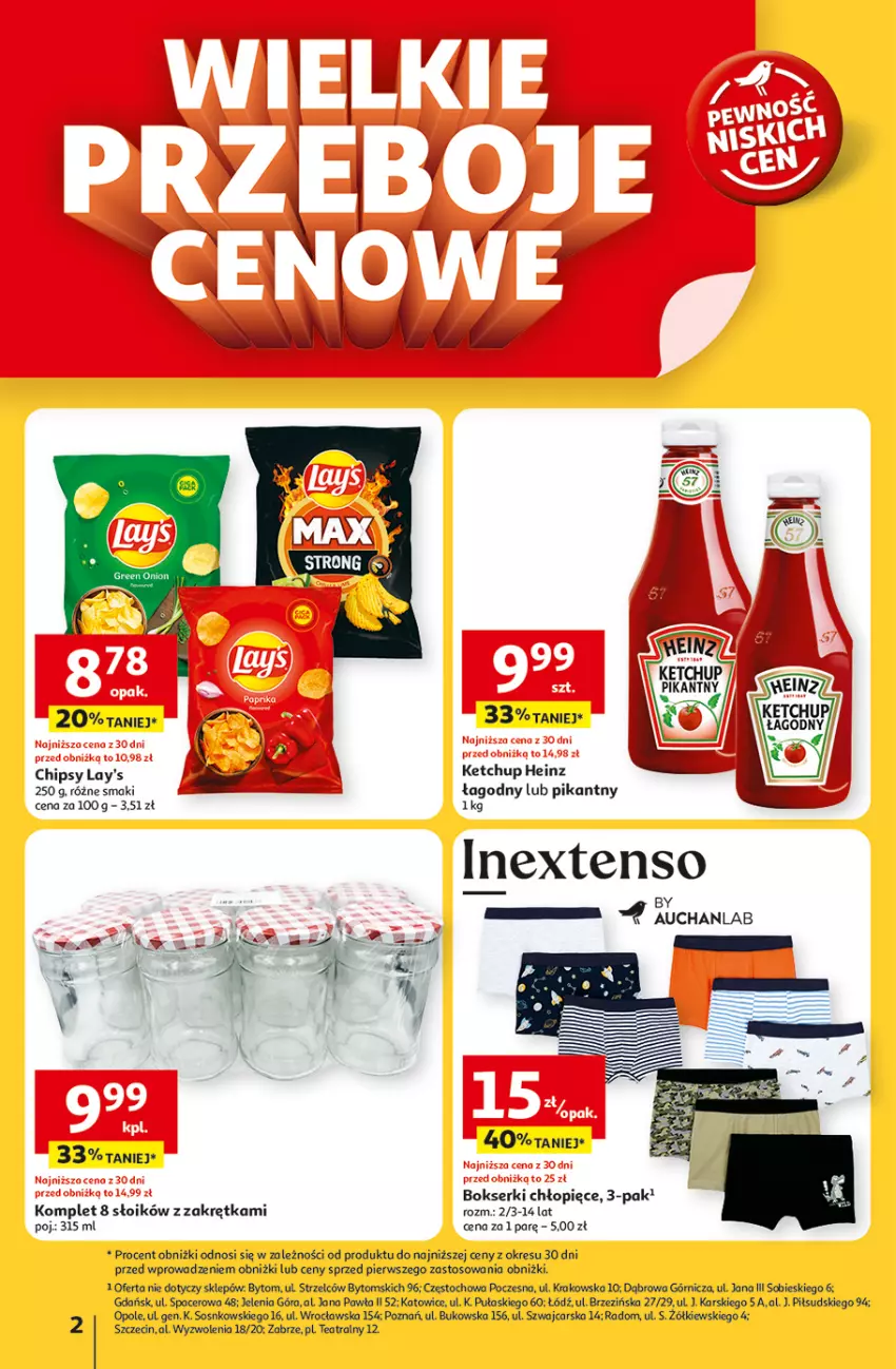 Gazetka promocyjna Auchan - ROZKRĘCAMY LATO Hipermarket - ważna 26.06 do 02.07.2025 - strona 2 - produkty: Acer, Bokserki, Cars, Chipsy, Heinz, Ketchup, Ser, Sos