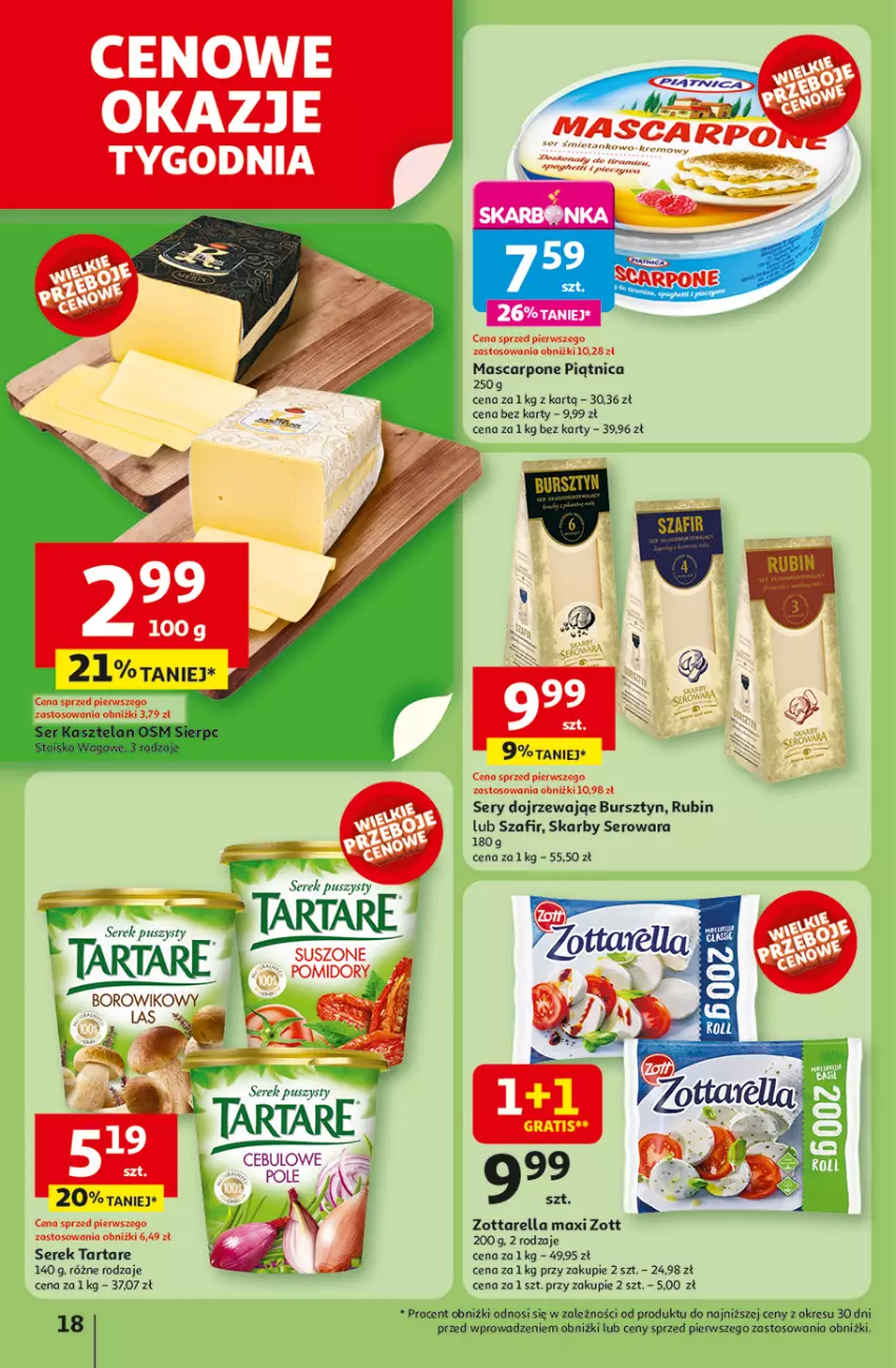 Gazetka promocyjna Auchan - ROZKRĘCAMY LATO Hipermarket - ważna 26.06 do 02.07.2025 - strona 20 - produkty: Bursztyn, Mascarpone, Piątnica, Rubin, Ser, Serek, Serek puszysty, Tarta, Tartare, Wiko, Zott, Zottarella