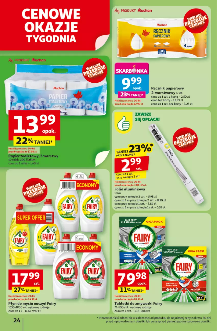 Gazetka promocyjna Auchan - ROZKRĘCAMY LATO Hipermarket - ważna 26.06 do 02.07.2025 - strona 26 - produkty: Do mycia naczyń, Fa, Fairy, Folia aluminiowa, Papier, Płyn do mycia, Płyn do mycia naczyń, Ręcznik, Tablet, Tabletki do zmywarki, Zmywarki