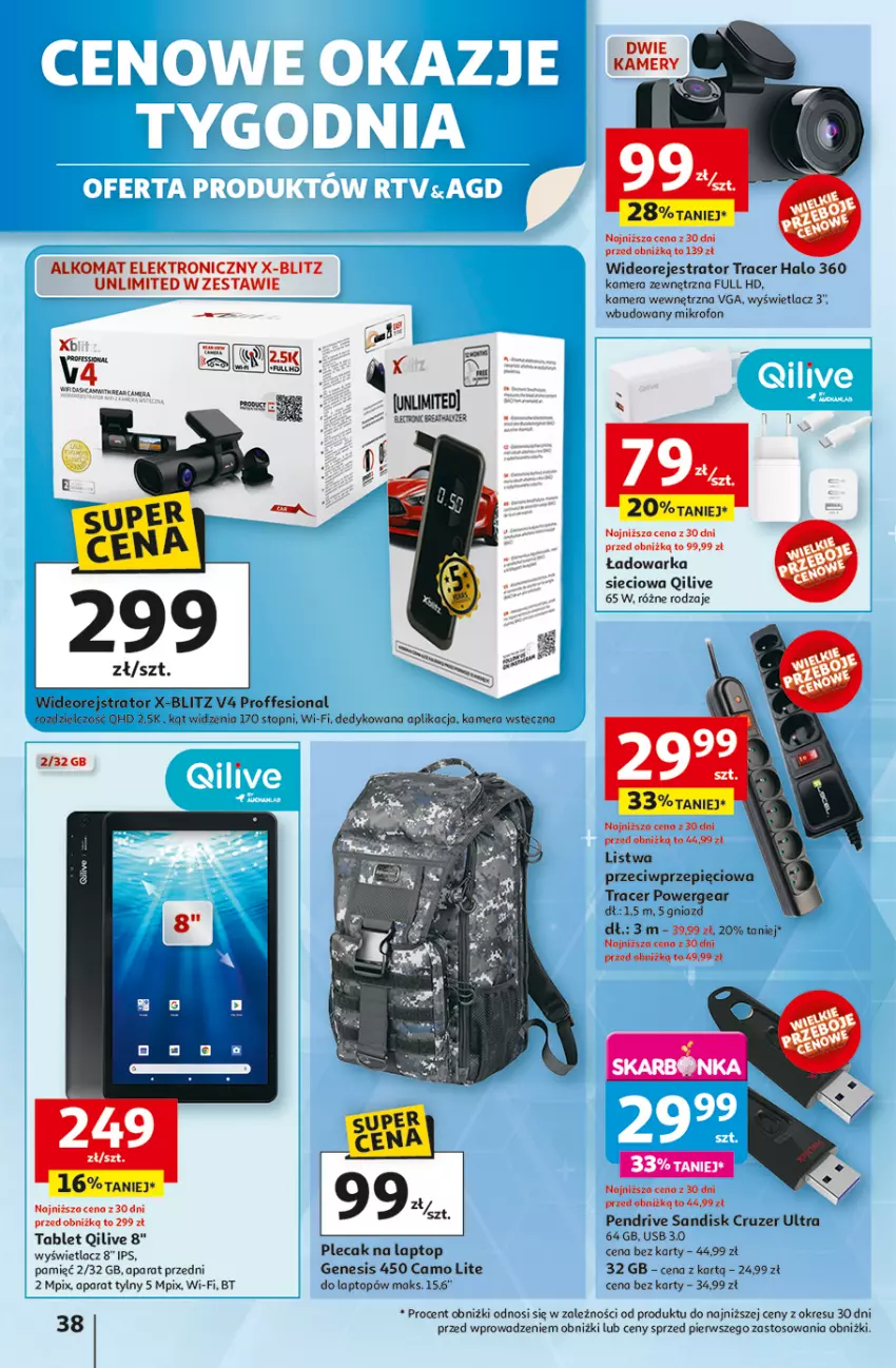 Gazetka promocyjna Auchan - ROZKRĘCAMY LATO Hipermarket - ważna 26.06 do 02.07.2025 - strona 40 - produkty: Acer, Alkomat, Halo, Kamera, Kamery, Listwa, Mikrofon, Pendrive, Plecak, Tablet, Top, Warka, Wideorejestrator