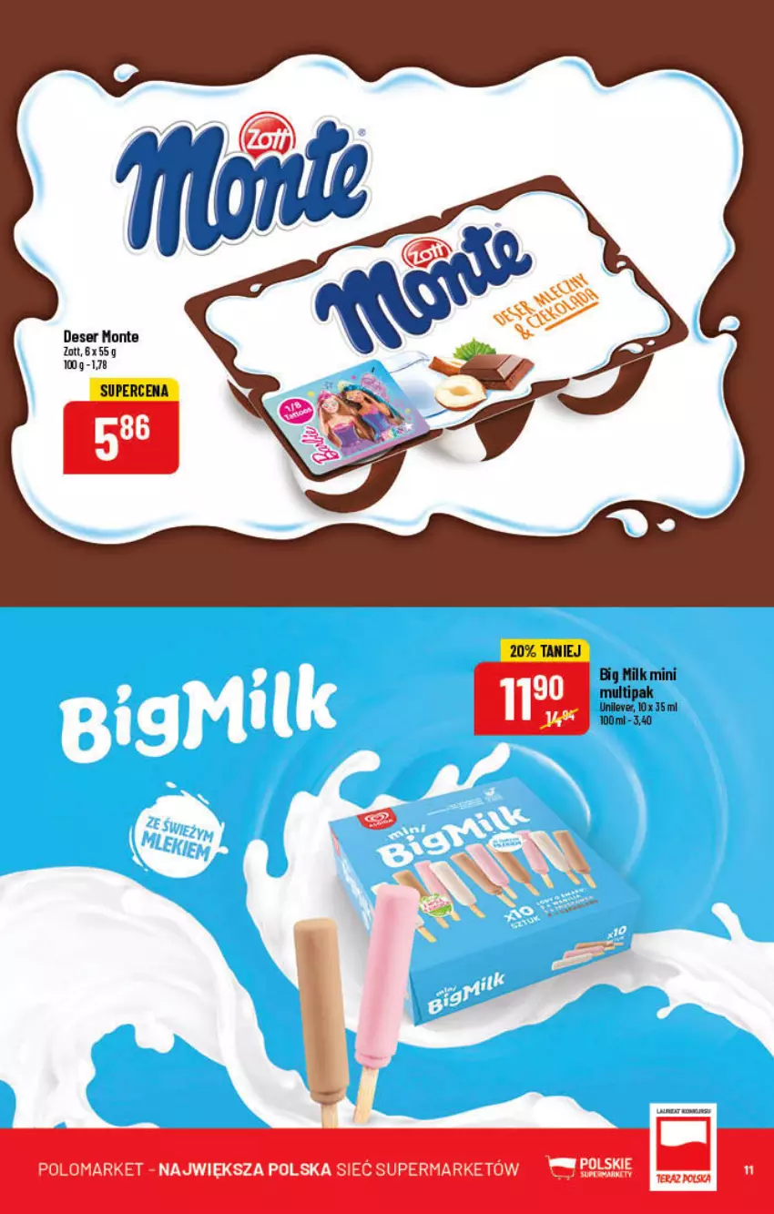 Gazetka promocyjna PoloMarket - Gazetka pomocyjna - ważna 15.06 do 21.06.2022 - strona 11 - produkty: Big Milk, Deser, Monte, Ser