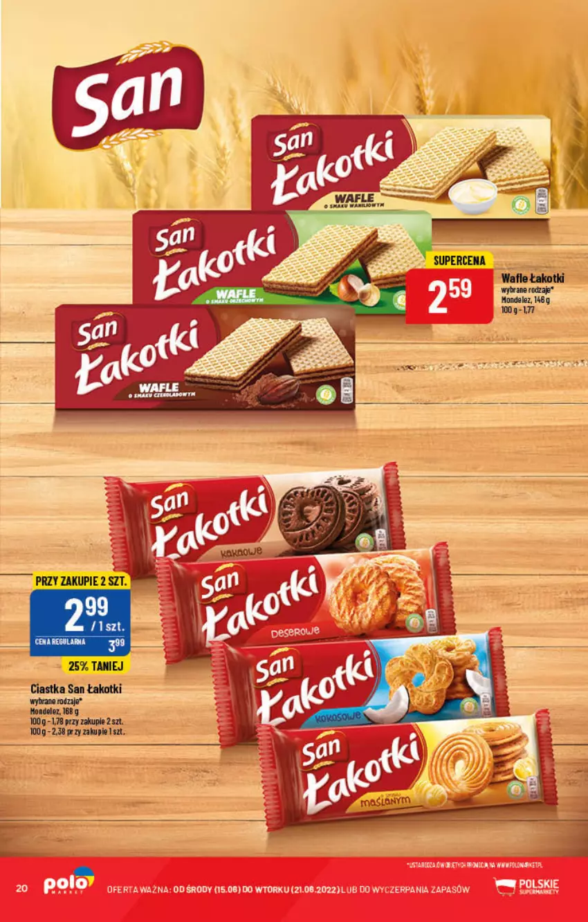 Gazetka promocyjna PoloMarket - Gazetka pomocyjna - ważna 15.06 do 21.06.2022 - strona 20 - produkty: Ciastka, Wafle