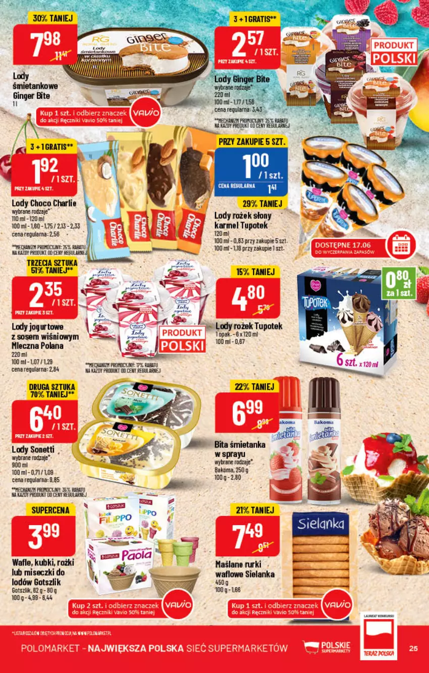 Gazetka promocyjna PoloMarket - Gazetka pomocyjna - ważna 15.06 do 21.06.2022 - strona 25 - produkty: Bakoma, Gra, Jogurt, LANA, Lody, Rurki, Sos, Wafle