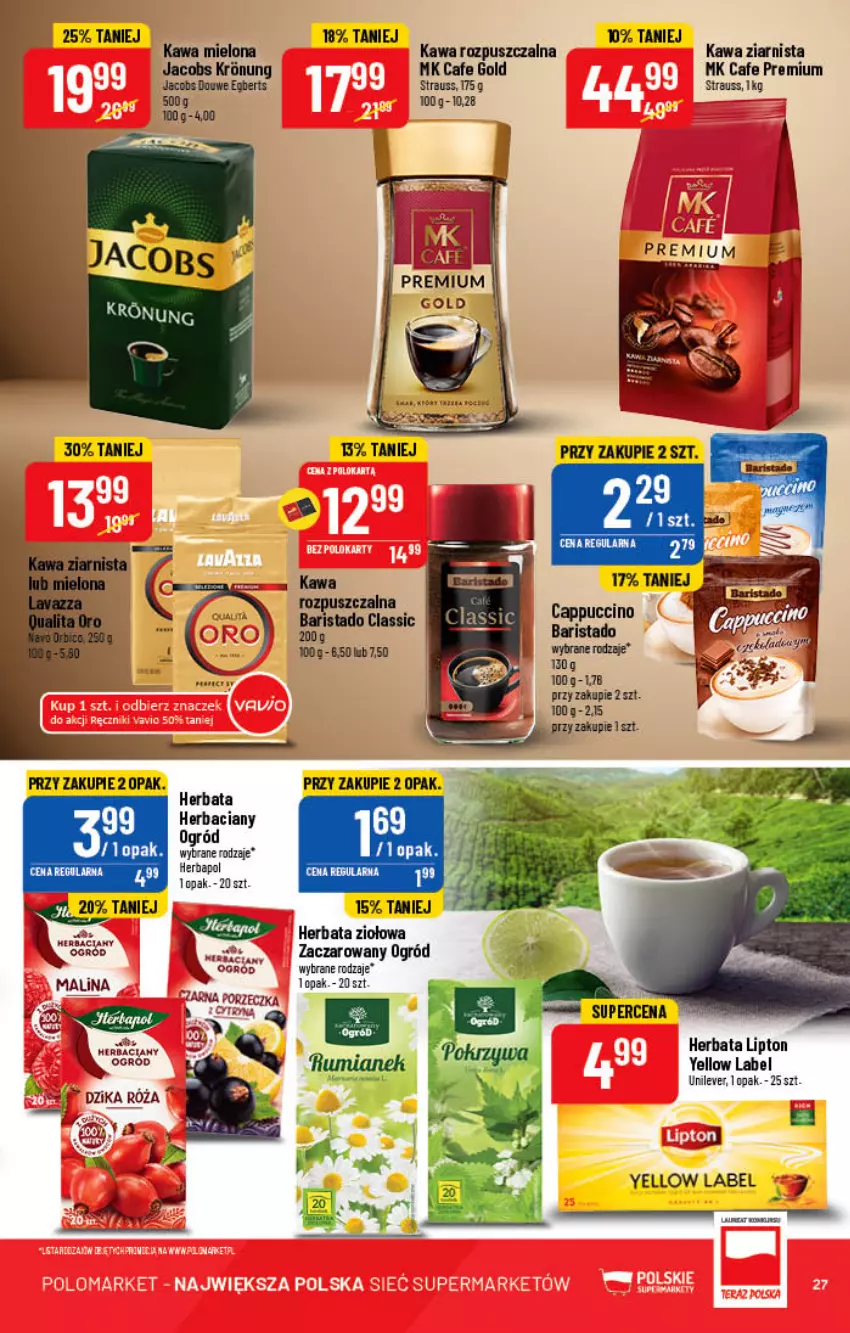 Gazetka promocyjna PoloMarket - Gazetka pomocyjna - ważna 15.06 do 21.06.2022 - strona 27 - produkty: Cappuccino, Herbapol, Herbata, Jacobs, Kawa, Kawa mielona, Kawa rozpuszczalna, Kawa ziarnista, Lipton, Ogród, Por