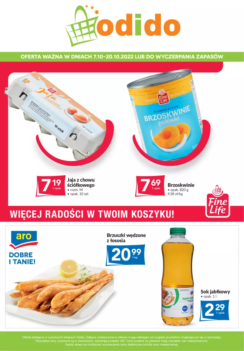 Gazetka promocyjna Odido - Super Oferty! - ważna 07.10 do 20.10.2022 - strona 1 - produkty: Brzoskwinie, Jaja, Sok, Sok jabłkowy, Sos