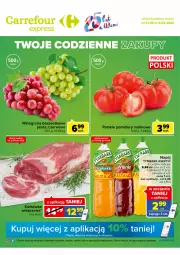 Gazetka promocyjna Carrefour - Gazetka Express - Gazetka - ważna od 06.06 do 06.06.2022 - strona 1 - produkty: Ser, Sól, Szal, Kosz, Winogrona, Winogrona bezpestkowe, Tymbark, Wino, Napój, Pomidory