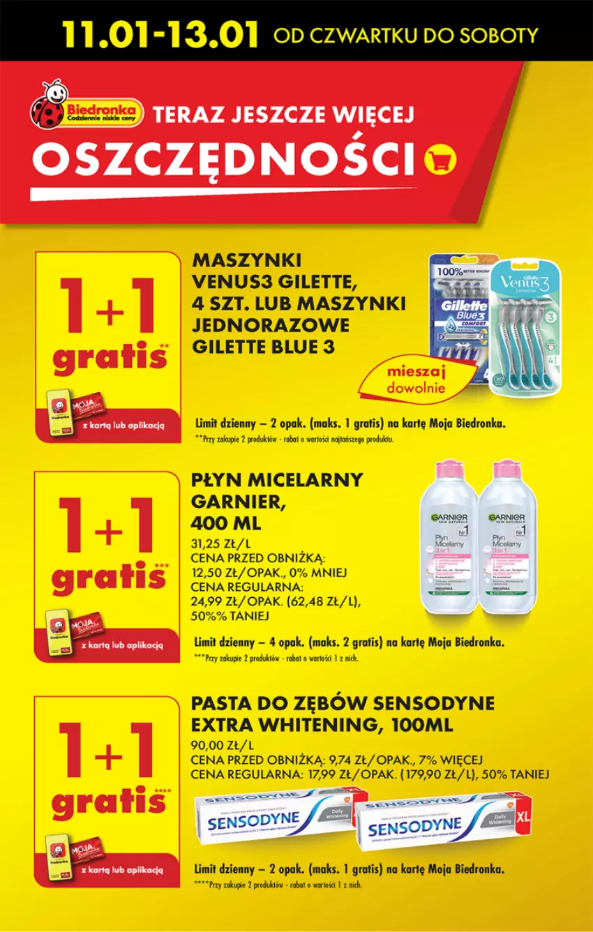 Gazetka promocyjna Biedronka - Od czwartku - ważna 11.01 do 17.01.2024 - strona 21 - produkty: Garnier, Gra, Pasta do zębów, Płyn micelarny, Sensodyne, Tera, Venus