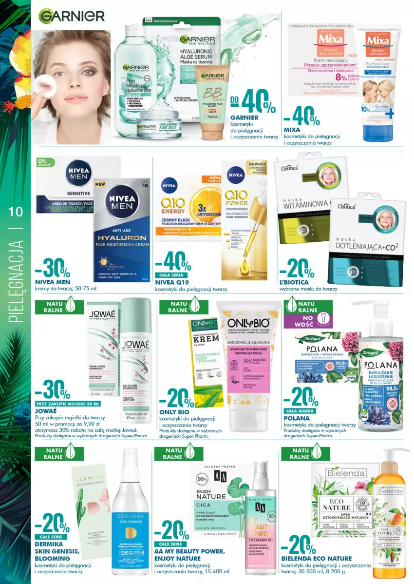 Gazetka promocyjna Super Pharm - Gazetka - ważna 15.07 do 28.07.2021 - strona 10 - produkty: Bielenda, Dermika, Fa, Garnier, Kosmetyki do pielęgnacji, Krem do twarzy, Krem nawilżający, LANA, Maska, Mixa, Nivea, Nivea Men, Nivea Q10, Rum, Ser, Serum