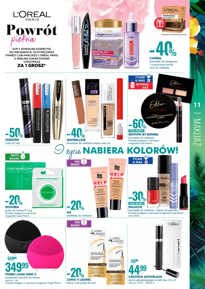 Gazetka promocyjna Super Pharm - Gazetka - ważna 15.07 do 28.07.2021 - strona 11 - produkty: Bell, Kosmetyki do pielęgnacji, Lack, Lakier, Long 4 Lashes, Makijaż, Maybelline, Oreo, Peeling, Podkład, Puder, Rum, Ser, Serum, Tusz