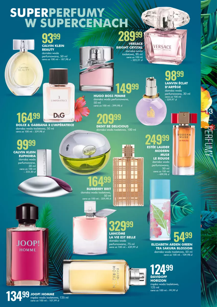 Gazetka promocyjna Super Pharm - Gazetka - ważna 15.07 do 28.07.2021 - strona 13 - produkty: Bell, Davidoff, DKNY, Eclat, Elizabeth Arden, Hugo Boss, Lanvin, Perfum, Versace, Woda, Woda perfumowana, Woda toaletowa