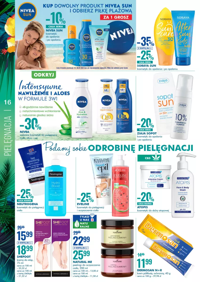 Gazetka promocyjna Super Pharm - Gazetka - ważna 15.07 do 28.07.2021 - strona 16 - produkty: Eveline, Kosmetyki do pielęgnacji, Mule, Neutrogena, Nivea, Peeling, Top, Ziaja