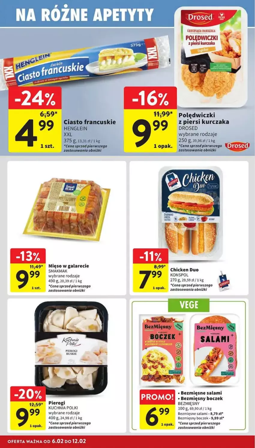 Gazetka promocyjna Intermarche - ważna 06.02 do 12.02.2025 - strona 13 - produkty: Boczek, Gala, Kuchnia, Kurczak, Mięso, Mięso w galarecie, Pierogi, Salami