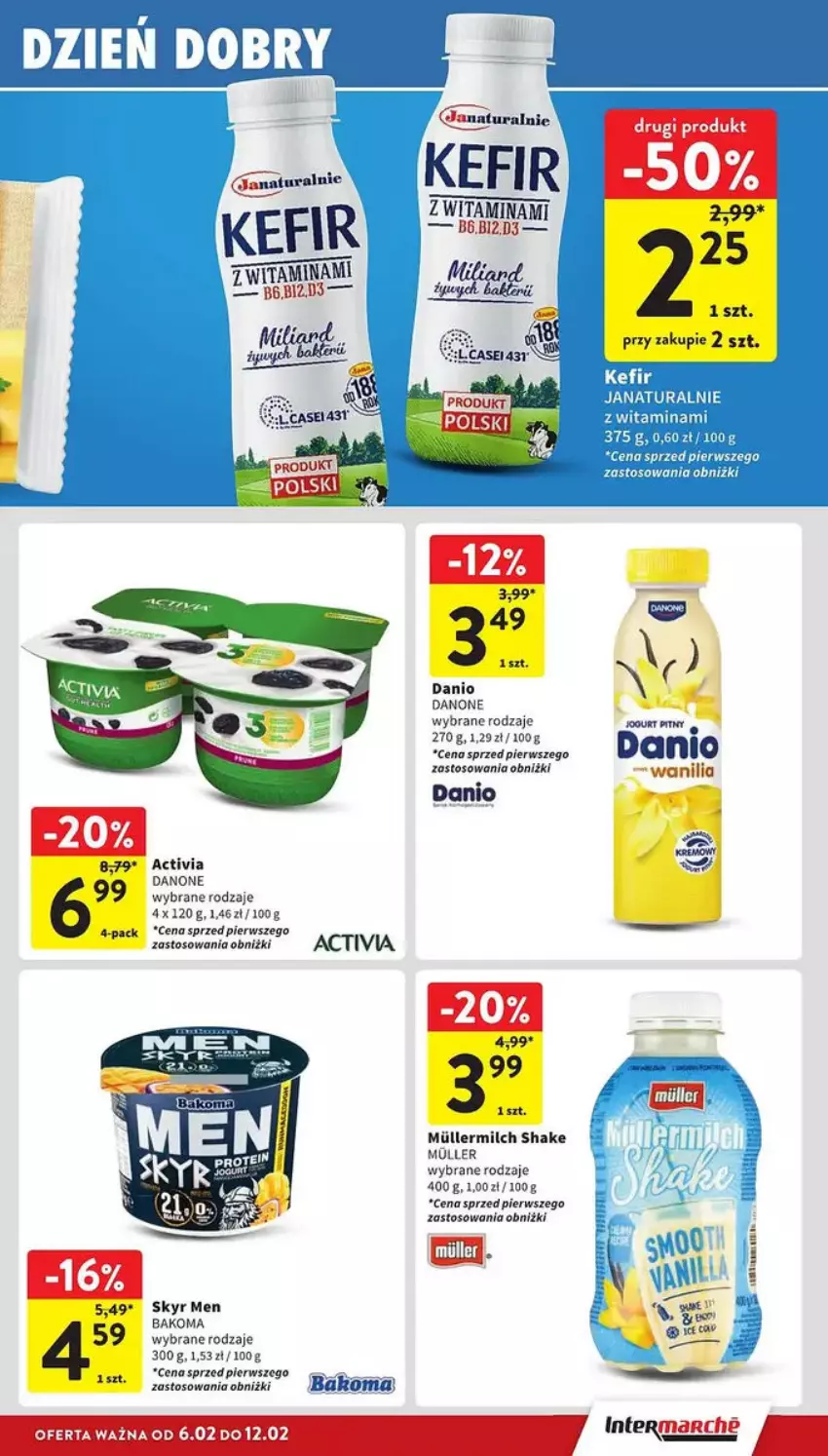 Gazetka promocyjna Intermarche - ważna 06.02 do 12.02.2025 - strona 16 - produkty: Activia, Bakoma, Danio, Danone, Fa, Jogurt, Jogurt pitny, Kefir