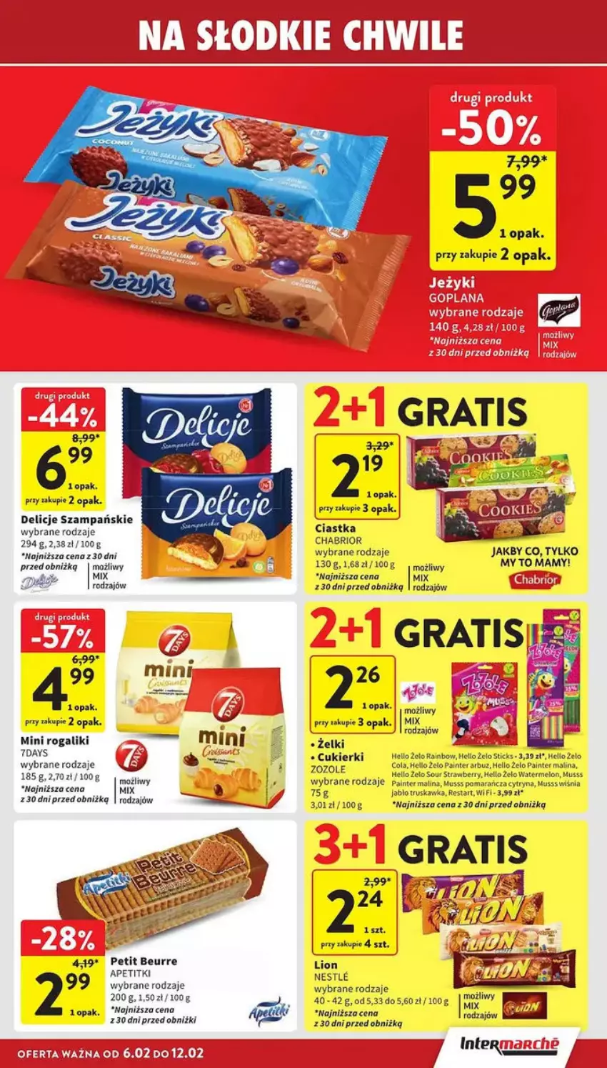 Gazetka promocyjna Intermarche - ważna 06.02 do 12.02.2025 - strona 22 - produkty: Arbuz, Chabrior, Ciastka, Cukier, Cukierki, Delicje, Fa, Goplana, Gra, LANA, Lion, Melon, Mus, Rogal, Ser