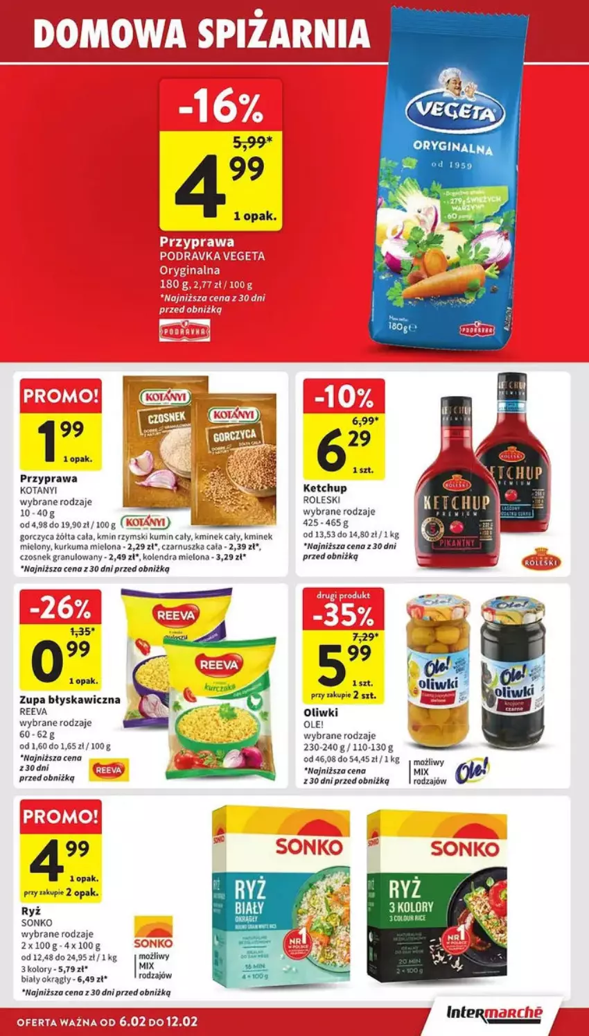 Gazetka promocyjna Intermarche - ważna 06.02 do 12.02.2025 - strona 27 - produkty: Czosnek, Czosnek granulowany, Fa, Gra, Ketchup, Kminek, Kolendra, Kurkuma, Ole!, Oliwki, Ryż, Ryż biały, Sonko, Zupa