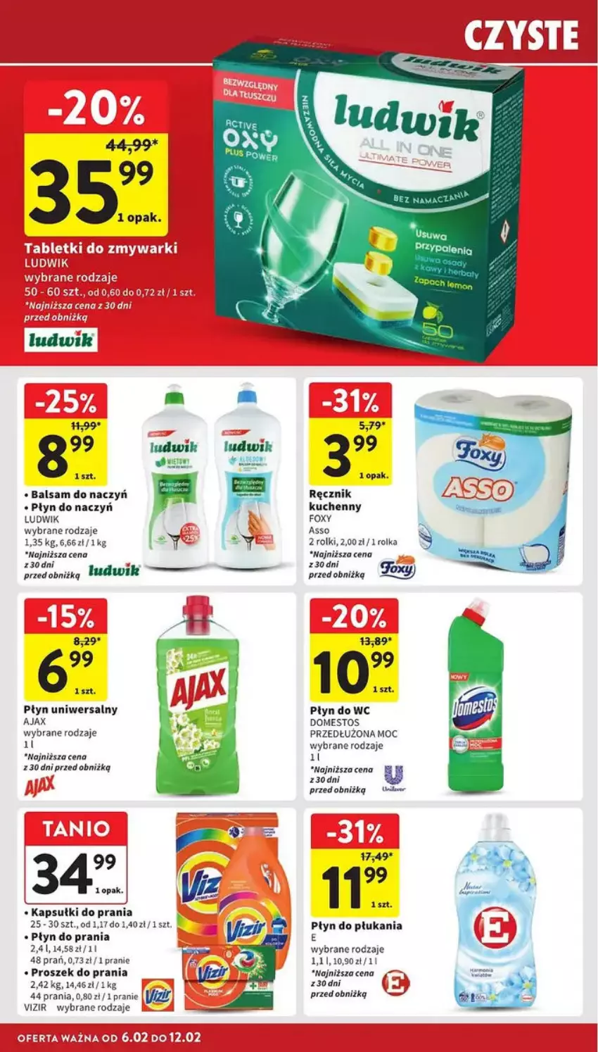 Gazetka promocyjna Intermarche - ważna 06.02 do 12.02.2025 - strona 32 - produkty: Fa, Kapsułki do prania, Ludwik, Płyn do płukania, Płyn do prania, Płyn do wc, Proszek do prania, Ręcznik, Tablet, Tabletki do zmywarki, Vizir, Zmywarki