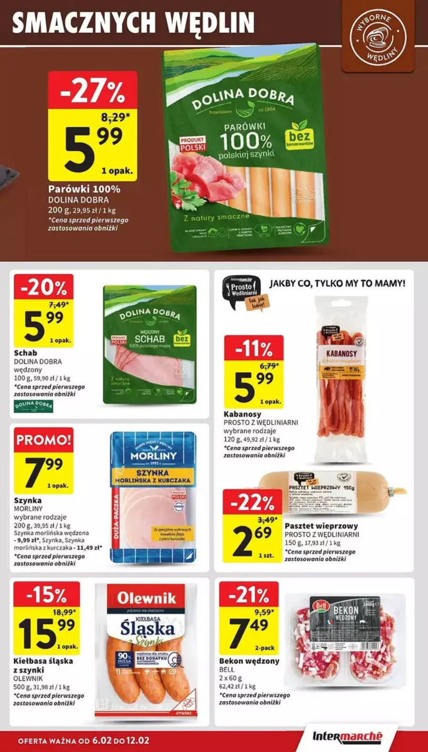 Gazetka promocyjna Intermarche - ważna 06.02 do 12.02.2025 - strona 9 - produkty: Astor, Beko, Bell, Fa, Jaja, Kabanos, Kiełbasa, Kiełbasa śląska, Kurczak, Morliny, Olewnik, Parówki, Pasztet, Szynka