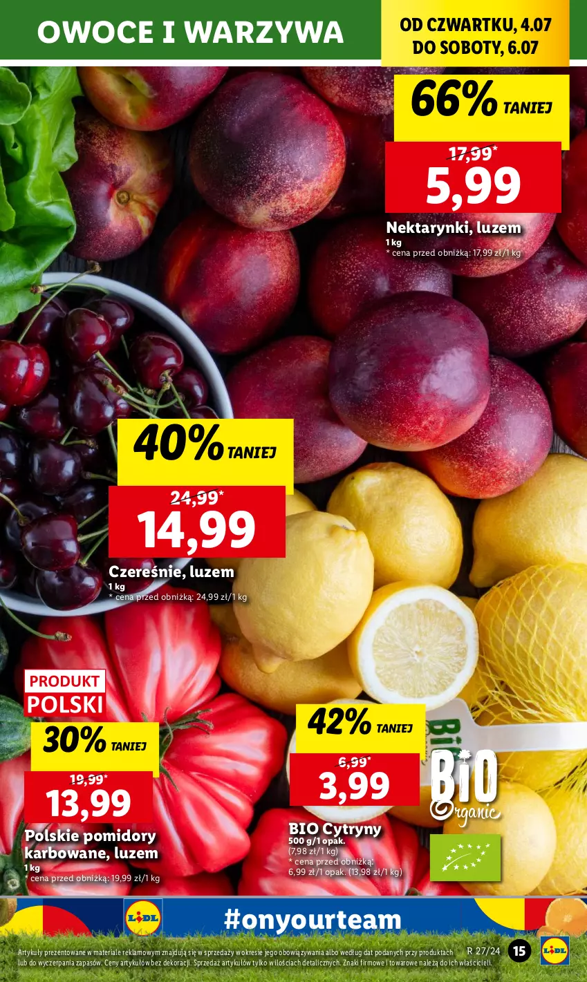 Gazetka promocyjna Lidl - GAZETKA - ważna 04.07 do 06.07.2024 - strona 19 - produkty: Cytryny, Nektar, Owoce, Pomidory, Warzywa