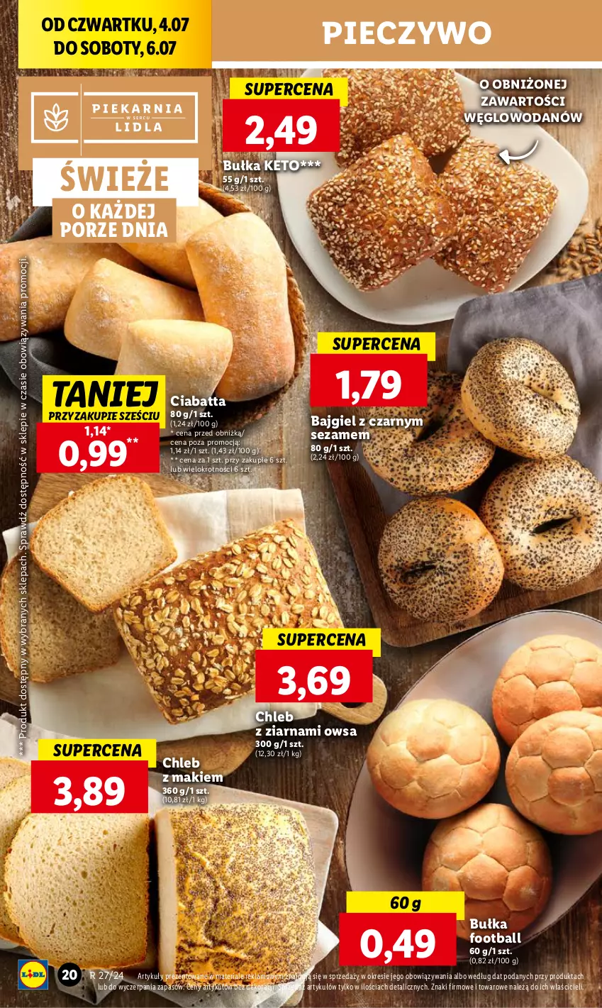 Gazetka promocyjna Lidl - GAZETKA - ważna 04.07 do 06.07.2024 - strona 26 - produkty: Bułka, Chleb, Ciabatta, Piec, Pieczywo, Por, Sezam, Woda