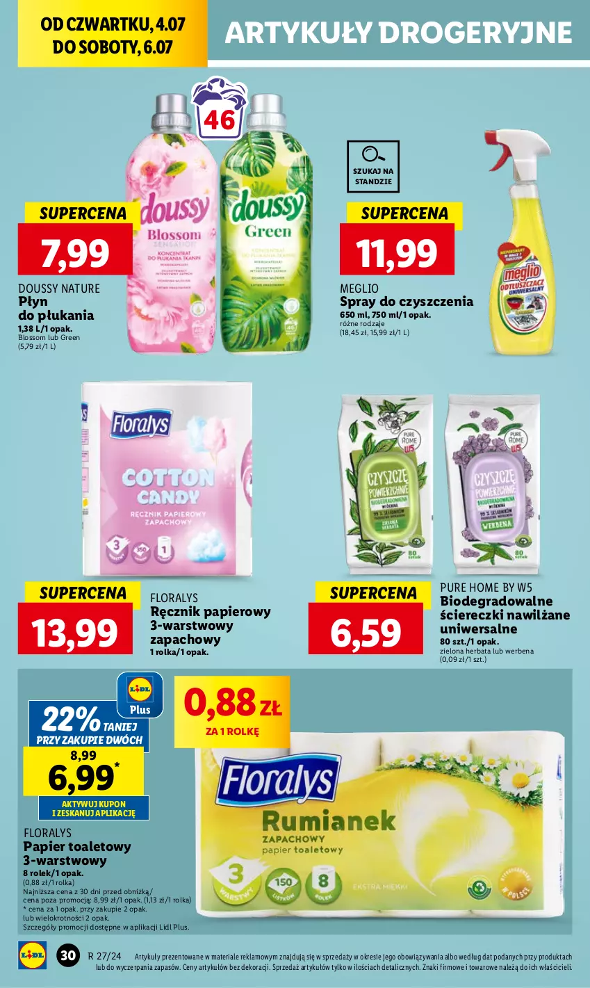 Gazetka promocyjna Lidl - GAZETKA - ważna 04.07 do 06.07.2024 - strona 38 - produkty: Flora, Gra, Herbata, Papier, Papier toaletowy, Płyn do płukania, Pur, Ręcznik, Spray do czyszczenia