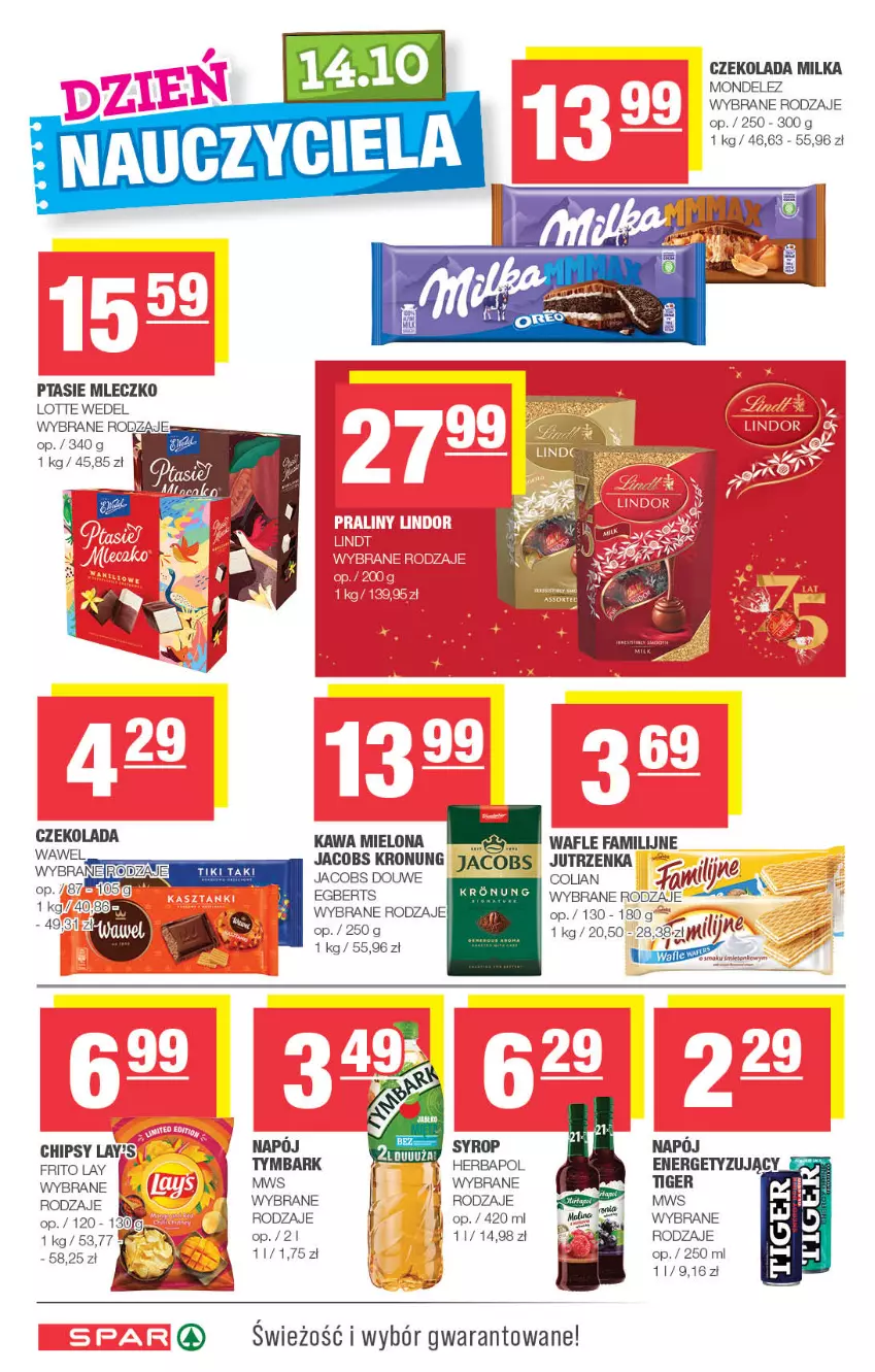 Gazetka promocyjna Spar - Spar - ważna 06.10 do 16.10.2024 - strona 6 - produkty: Czekolada, Fa, Herbapol, Jacobs, Jutrzenka, Kawa, Kawa mielona, Milka, Mleczko, Ptasie mleczko, Syrop, Tiger, Tymbark, Wafle