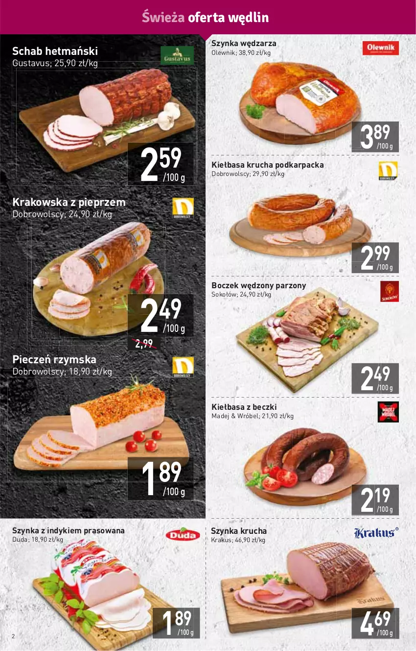 Gazetka promocyjna Stokrotka - Market - ważna 22.09 do 28.09.2022 - strona 2 - produkty: Boczek, Duda, HP, Karp, Kiełbasa, Kiełbasa krucha, Krakus, Olewnik, Piec, Pieczeń rzymska, Pieprz, Sok, Sokołów, Szynka