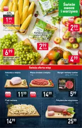 Gazetka promocyjna Stokrotka - Market - Gazetka - ważna od 28.09 do 28.09.2022 - strona 3 - produkty: Polędwiczka wieprzowa, Golonka z indyka, Sałat, Winogrona, Burger, Flaki, Wino, Mango, Flaki wołowe, Mięso, Kukurydza, Jabłka