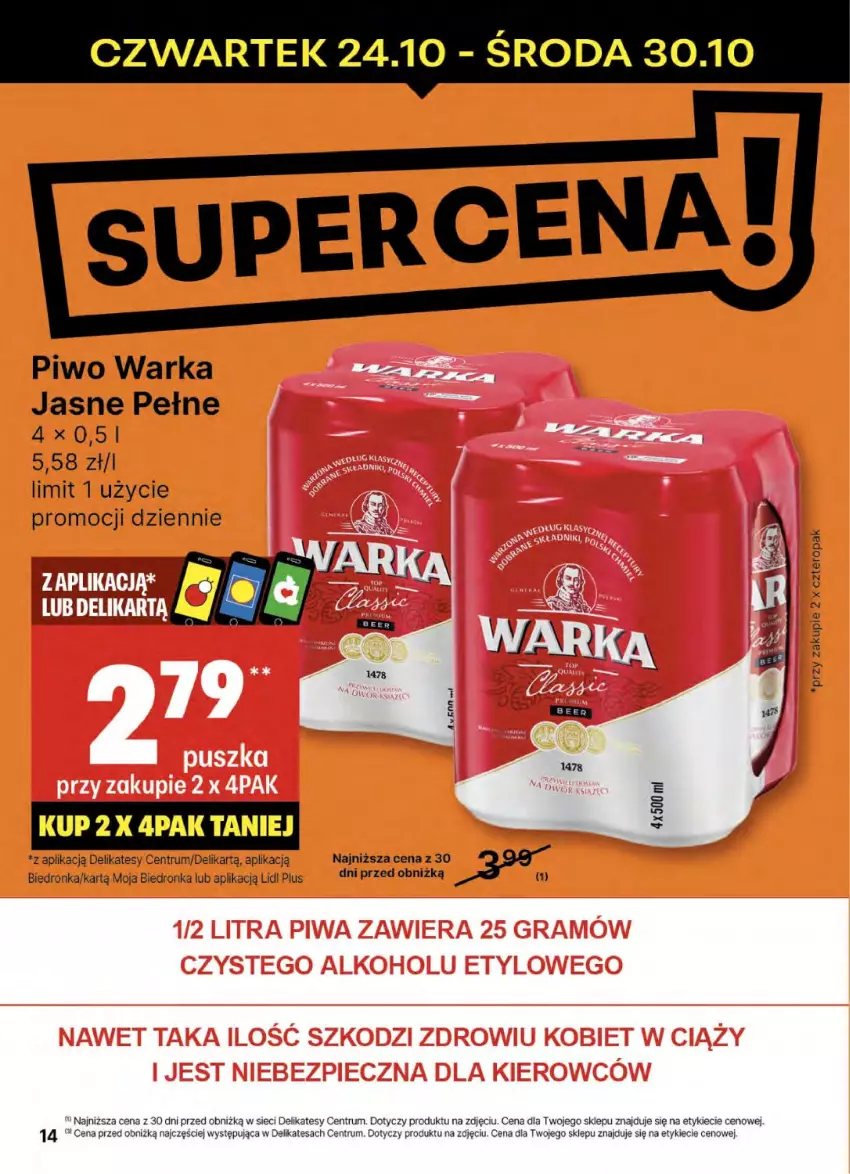 Gazetka promocyjna Delikatesy Centrum - NOWA GAZETKA Delikatesy Centrum od 24 października! 24-30.10.2024 - ważna 24.10 do 30.10.2024 - strona 14 - produkty: Piwo, Rum, Warka