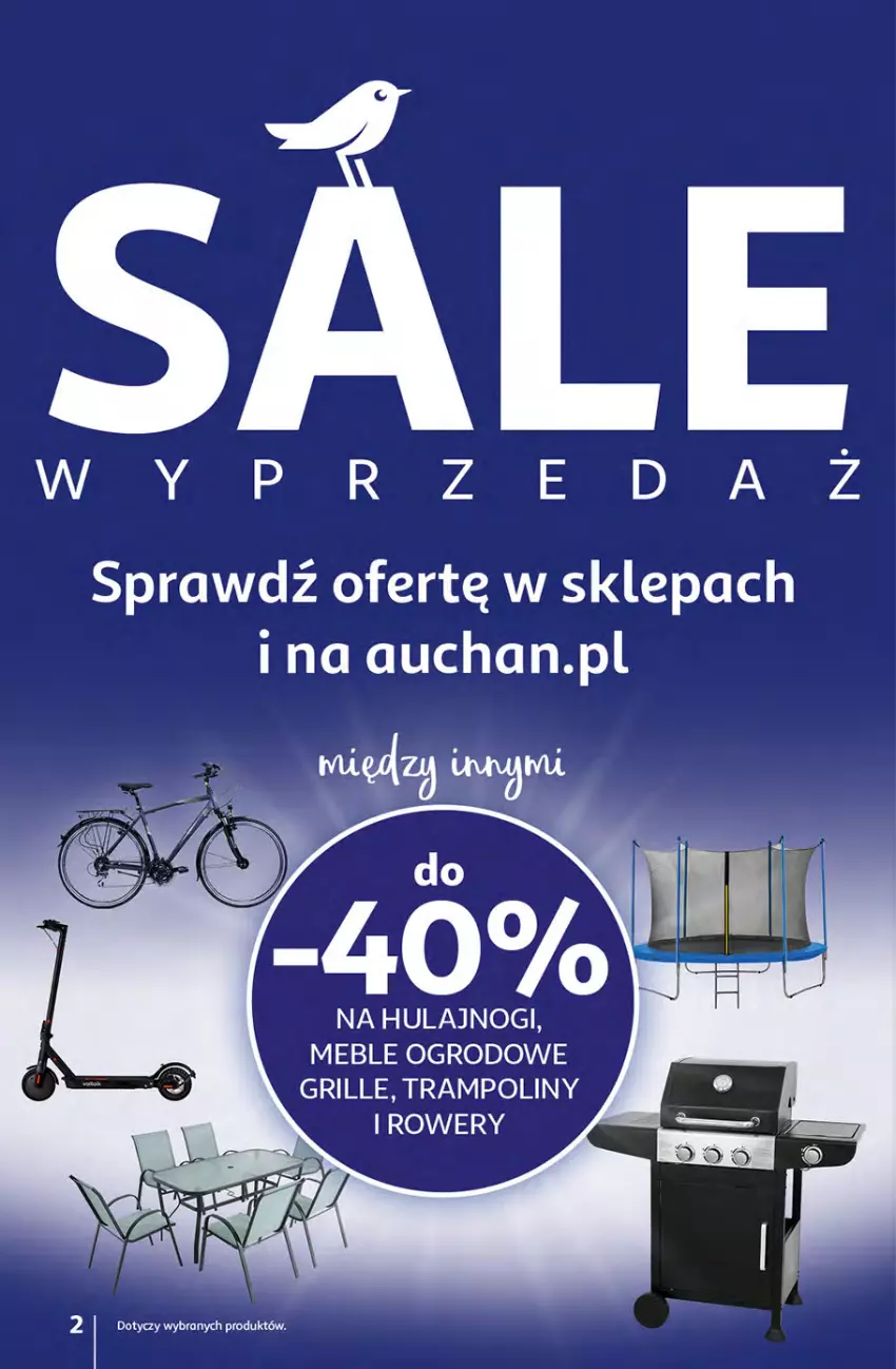 Gazetka promocyjna Auchan - Gazetka Sezon na urlop Hipermarket Auchan - ważna 22.06 do 28.06.2023 - strona 2 - produkty: Grill, Meble, Rower