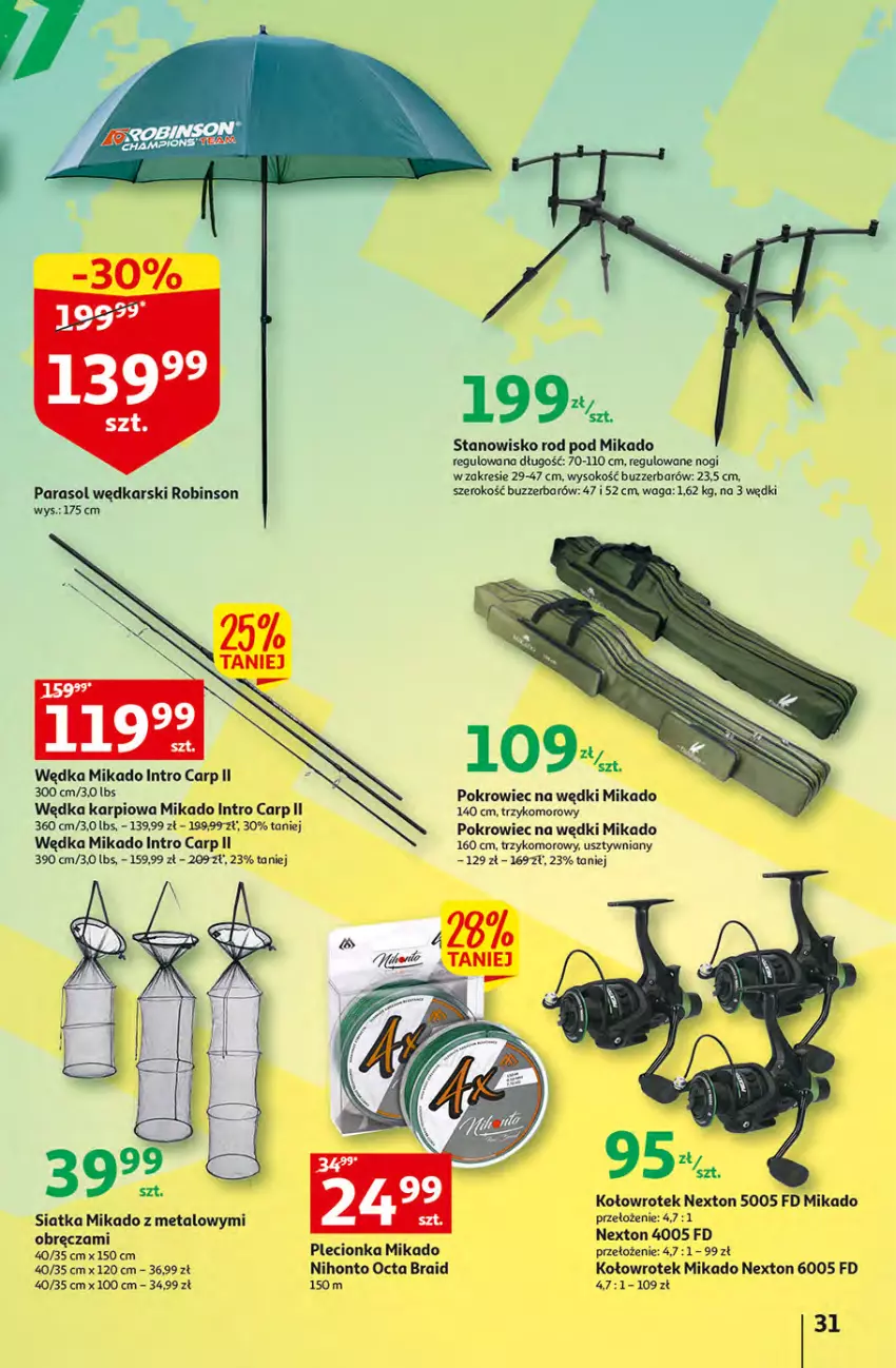 Gazetka promocyjna Auchan - Gazetka Sezon na urlop Hipermarket Auchan - ważna 22.06 do 28.06.2023 - strona 31 - produkty: Karp, Parasol, Pokrowiec, Siatka, Sok, Waga