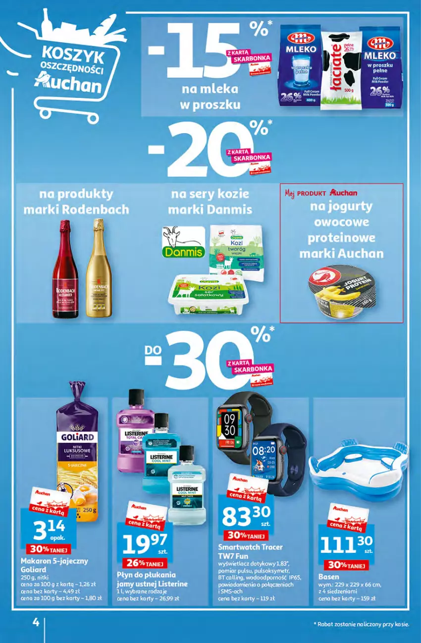 Gazetka promocyjna Auchan - Gazetka Sezon na urlop Hipermarket Auchan - ważna 22.06 do 28.06.2023 - strona 4 - produkty: Fa, Jogurt, Listerine, Makaron, Płyn do płukania, Pulsoksymetr, Ser, Sok