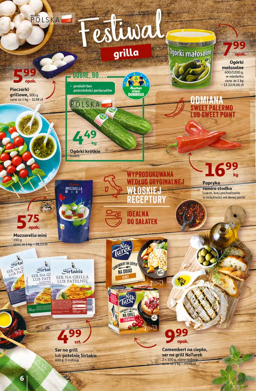 Gazetka promocyjna Auchan - Gazetka Sezon na urlop Hipermarket Auchan - ważna 22.06 do 28.06.2023 - strona 6 - produkty: Camembert, Grill, Mozzarella, NaTurek, Papryka, Piec, Ser