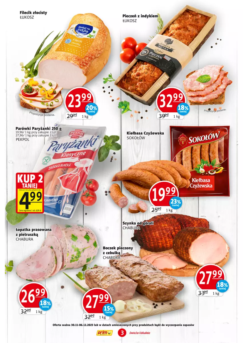 Gazetka promocyjna Prim Market - ważna 23.11 do 29.11.2023 - strona 3 - produkty: Boczek, Boczek pieczony, Kosz, Pekpol, Piec