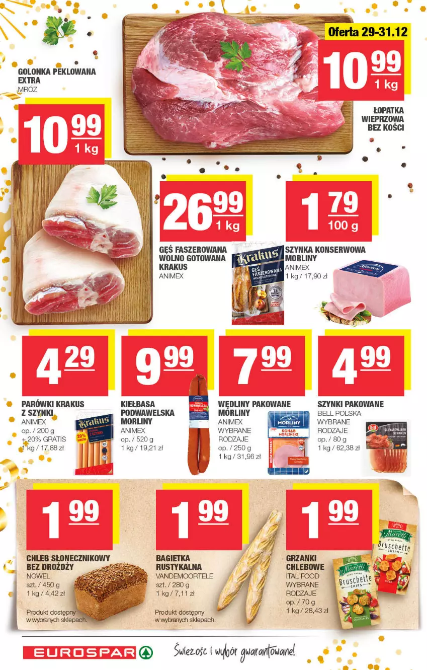 Gazetka promocyjna Spar - EuroSpar - ważna 26.12.2021 do 05.01.2022 - strona 4 - produkty: Bagietka, Bell, Chleb, Fa, Gra, Gres, Kiełbasa, Klej, Krakus, Morliny, Rust, Ser, Szynka, Szynka konserwowa, Wawel