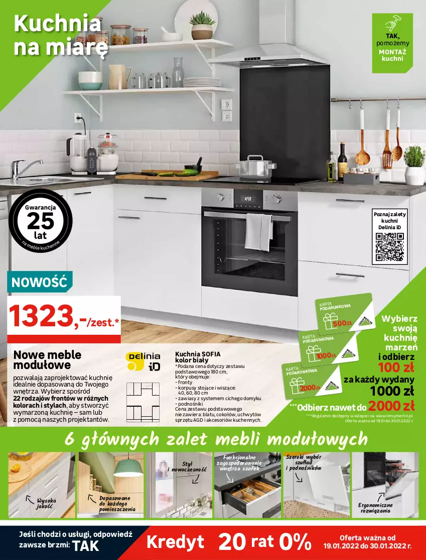 Gazetka promocyjna Leroy Merlin - Nowe Drzwi - ważna 19.01 do 08.02.2022 - strona 14 - produkty: Bateria, Bateria kuchenna, Korpusy, Kosz, Kuchnia, Meble, Ociekacz, Pokrywa, Sok, Syfon, Zestaw mebli kuchennych, Zlew, Zlewozmywak