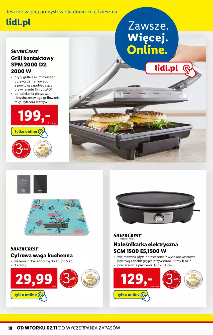 Gazetka promocyjna Lidl - KATALOG SKLEPU ONLINE DOM I KUCHNIA - ważna 02.11 do 28.11.2021 - strona 10 - produkty: Grill, Grill kontaktowy, Piec, Płyta, Sok, Waga