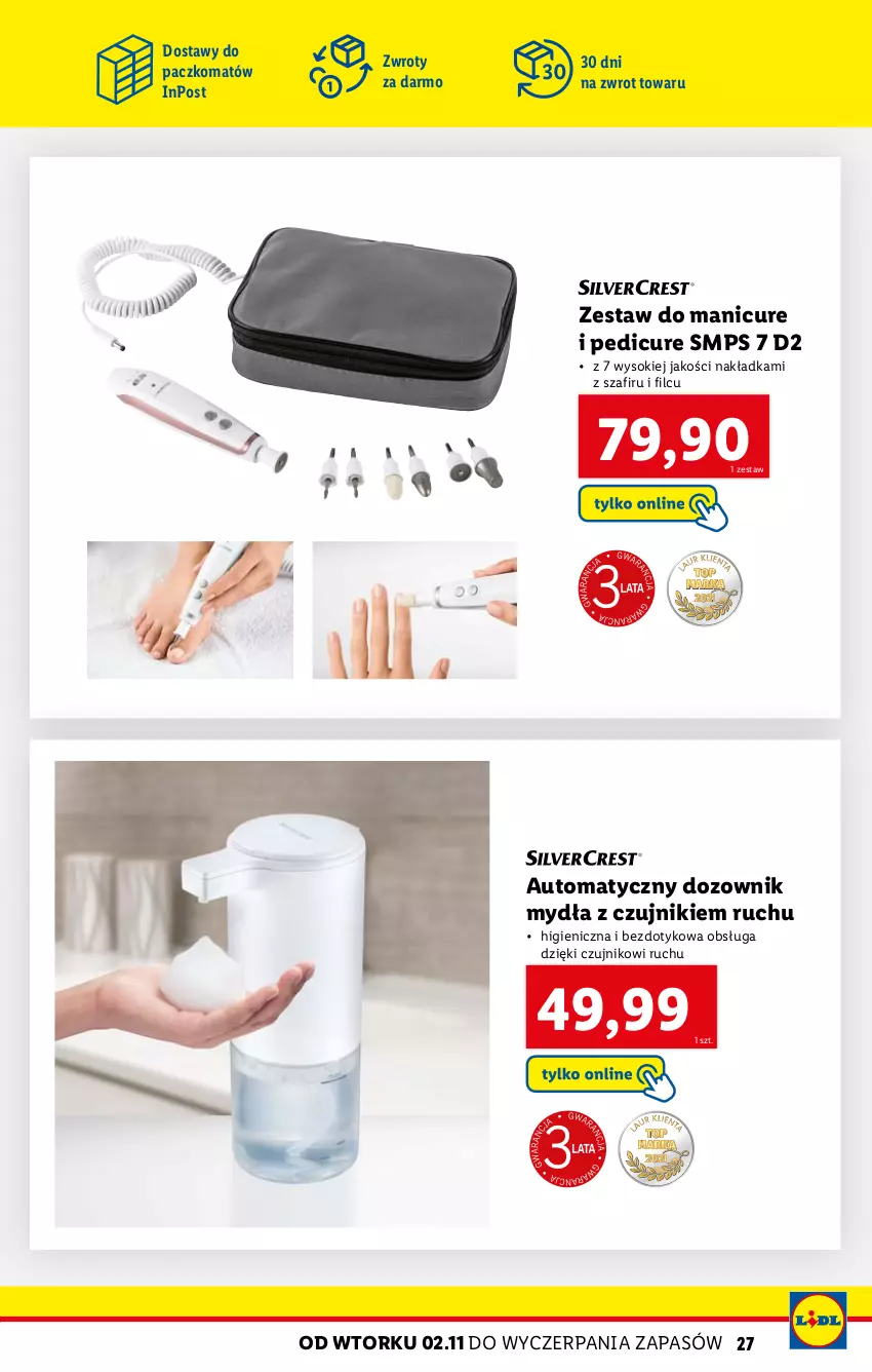 Gazetka promocyjna Lidl - KATALOG SKLEPU ONLINE DOM I KUCHNIA - ważna 02.11 do 28.11.2021 - strona 27 - produkty: Dozownik, Dozownik mydła, Manicure i pedicure, Sok