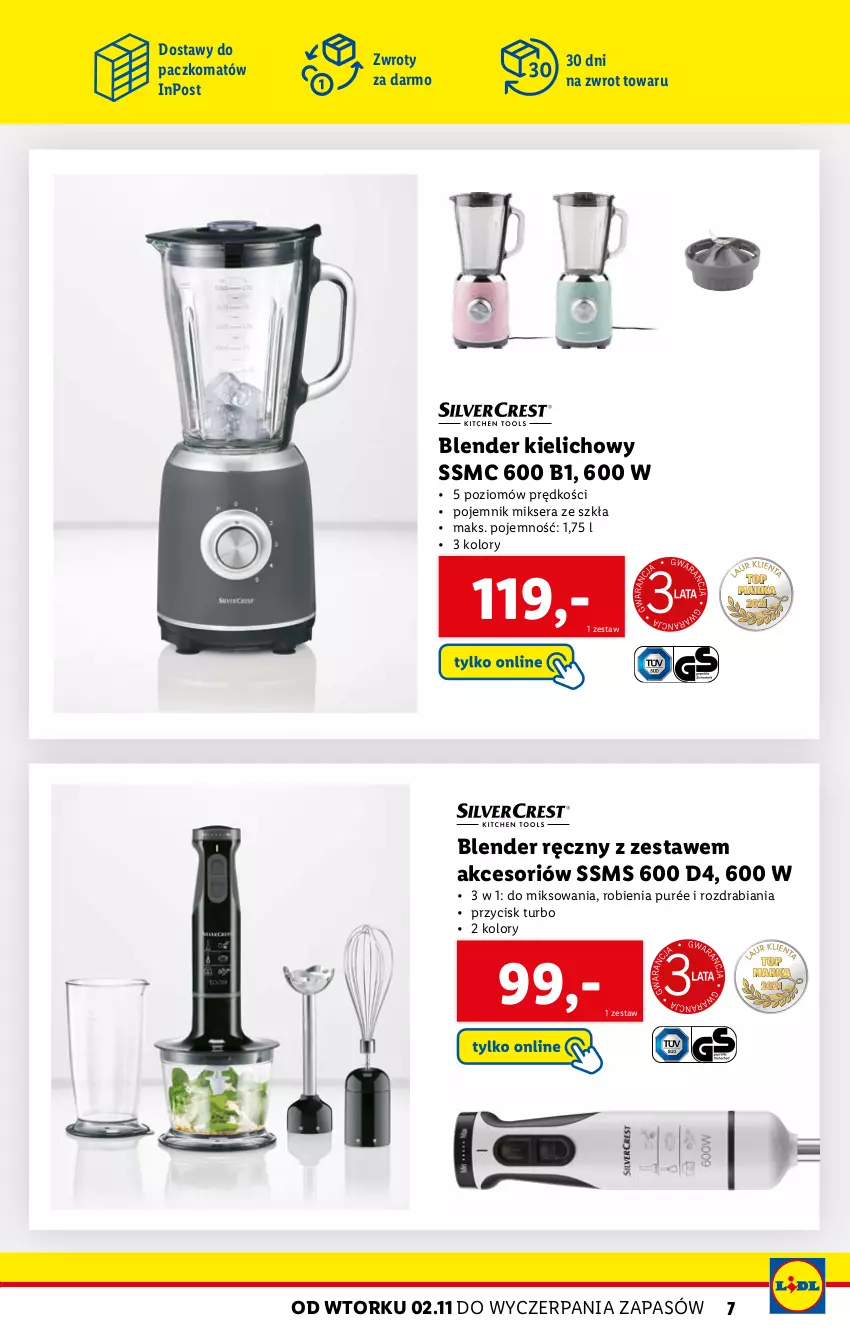 Gazetka promocyjna Lidl - KATALOG SKLEPU ONLINE DOM I KUCHNIA - ważna 02.11 do 28.11.2021 - strona 7 - produkty: Blender, Blender ręczny, Mikser, Pojemnik, Pur, Ser