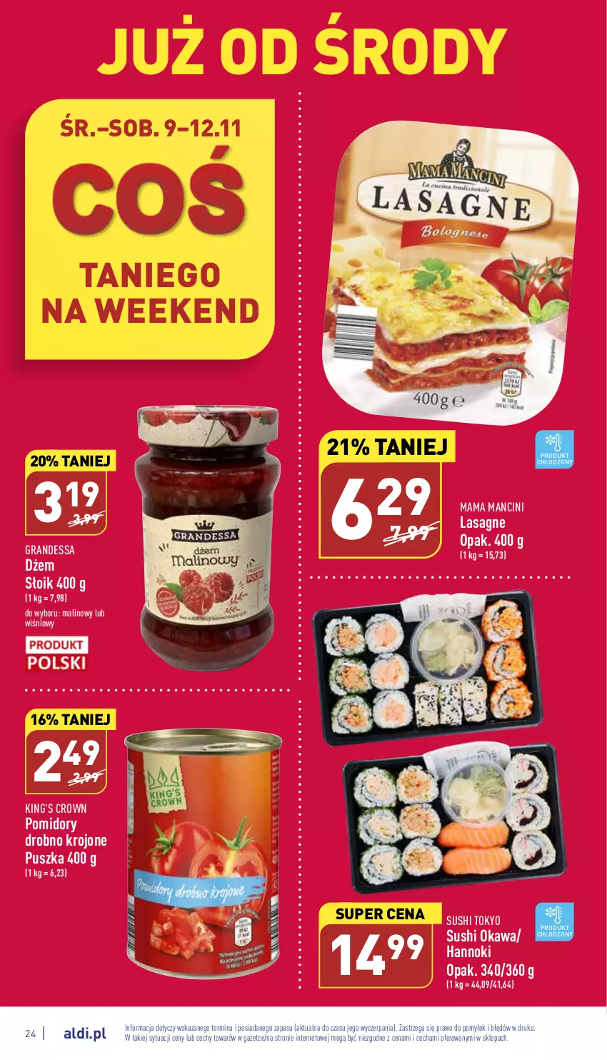 Gazetka promocyjna Aldi - Pełny katalog - ważna 07.11 do 12.11.2022 - strona 24 - produkty: Dżem, Gra, Kawa, Lasagne, Pomidory, Sushi