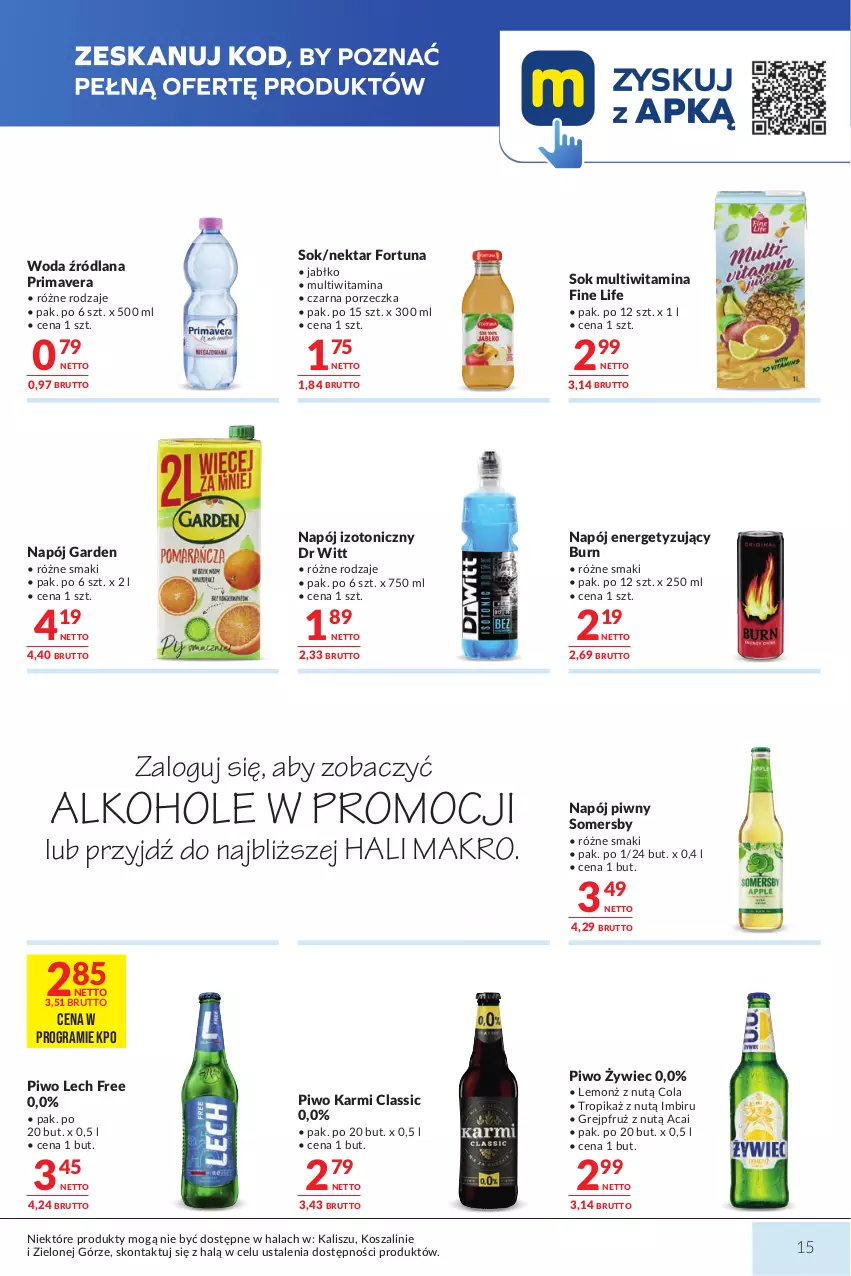 Gazetka promocyjna Makro - Mega oferty dla Twojego Sklepu - ważna 13.10 do 26.10.2026 - strona 15 - produkty: Alkohole, Fortuna, Gin, Gra, Heineken, Imbir, JBL, Karmi, Kosz, LANA, Napój, Napój izotoniczny, Nektar, Piwo, Por, Prima, Primavera, Sok, Somersby, Szal, Tyskie, Woda
