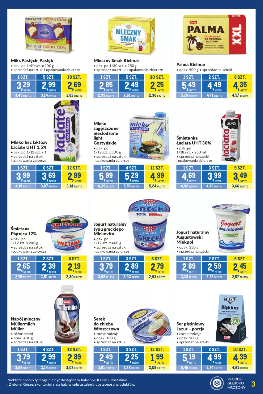Gazetka promocyjna Makro - Kupujesz więcej płacisz mniej - ważna 27.10 do 23.11.2026 - strona 3 - produkty: Chleb, Jogurt, Jogurt naturalny, Kosz, Lazur, Mleko, Mleko bez laktozy, Mleko zagęszczone, Mlekovita, Müller, Müllermilch, Napój, Napój mleczny, Palma, Piątnica, Por, Ser, Ser pleśniowy, Serek, Szal