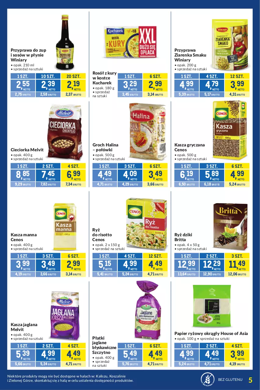 Gazetka promocyjna Makro - Kupujesz więcej płacisz mniej - ważna 27.10 do 23.11.2026 - strona 5 - produkty: Brit, Cenos, Cieciorka, Groch, Gry, House of Asia, Kasza, Kasza gryczana, Kasza jaglana, Kosz, Kucharek, LANA, Melvit, Orka, Papier, Papier ryżowy, Rosół, Ryż, Ryż do risotto, Sos, Szal, Winiary
