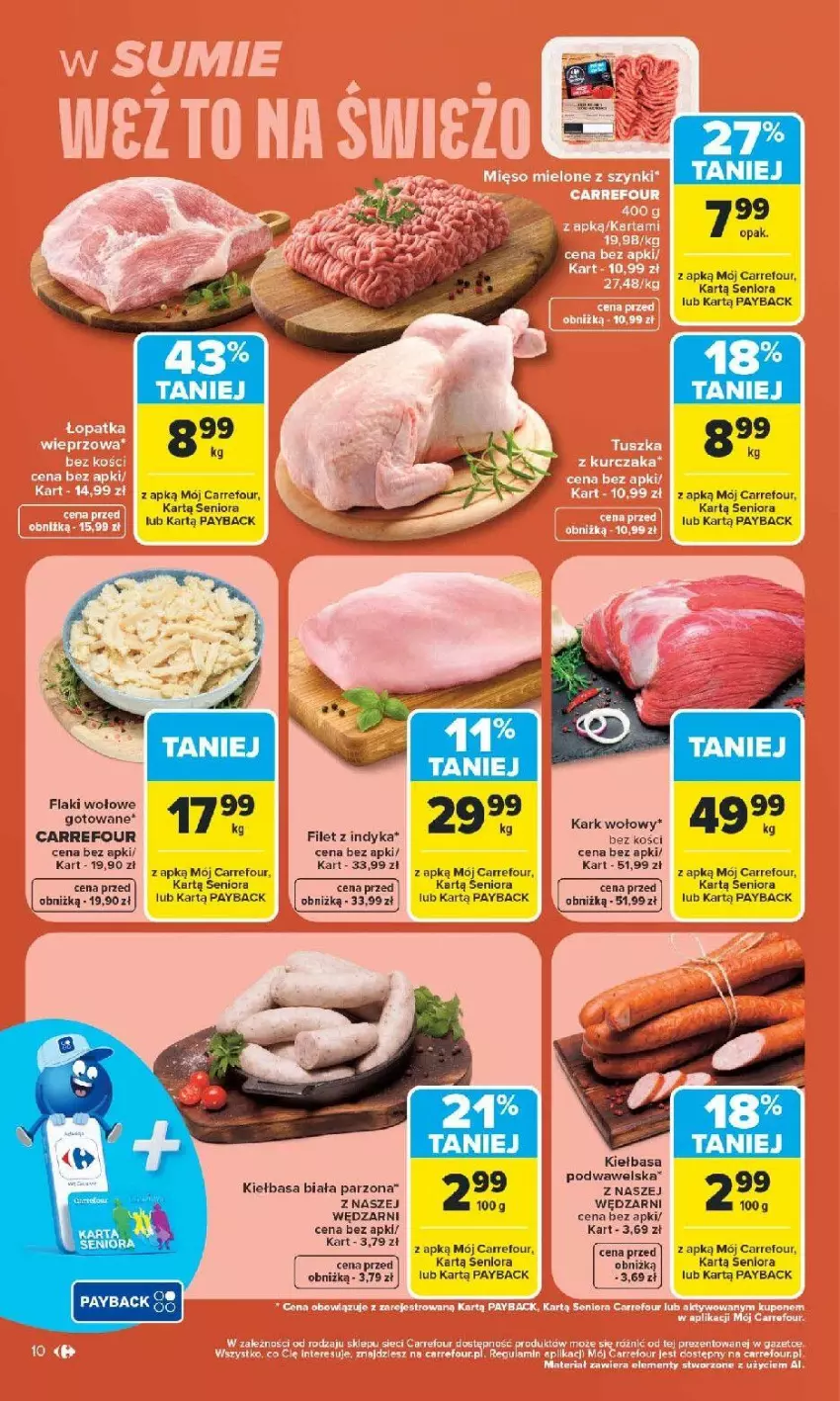 Gazetka promocyjna Carrefour - Gazetka Carrefour, Market z SUMIE najlepszy, od poniedziałku - ważna 22.06 do 28.06.2026 - strona 12 - produkty: Fa, Flaki, Flaki wołowe, Kiełbasa, Kiełbasa biała, Wawel