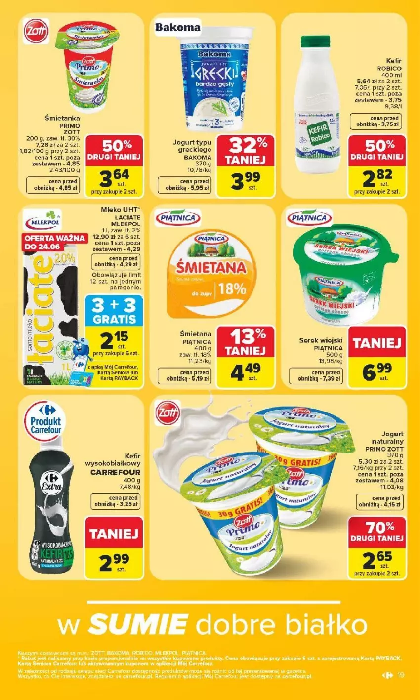 Gazetka promocyjna Carrefour - Gazetka Carrefour, Market z SUMIE najlepszy, od poniedziałku - ważna 22.06 do 28.06.2026 - strona 23 - produkty: Bakoma, BIC, Jogurt, Jogurt naturalny, Kefir, Mleko, Robico, Sok, Zott