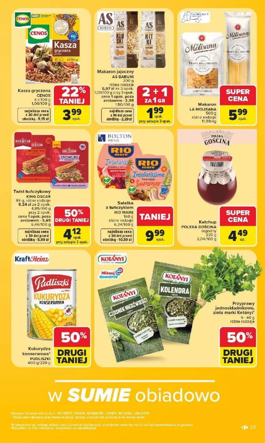 Gazetka promocyjna Carrefour - Gazetka Carrefour, Market z SUMIE najlepszy, od poniedziałku - ważna 22.06 do 28.06.2026 - strona 27 - produkty: Babuni, Cenos, Fa, Gry, Heinz, Isana, Kasza, Kasza gryczana, Ketchup, Kukurydza, Kukurydza konserwowa, Makaron, Przyprawy, Pudliszki, Rio Mare, Ser, Tuńczyk