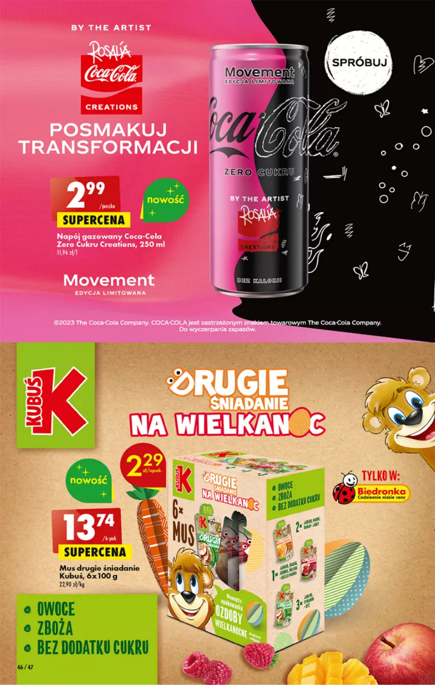 Gazetka promocyjna Biedronka - ważna 23.03 do 29.03.2023 - strona 46 - produkty: Coca-Cola, Kubuś, Mus