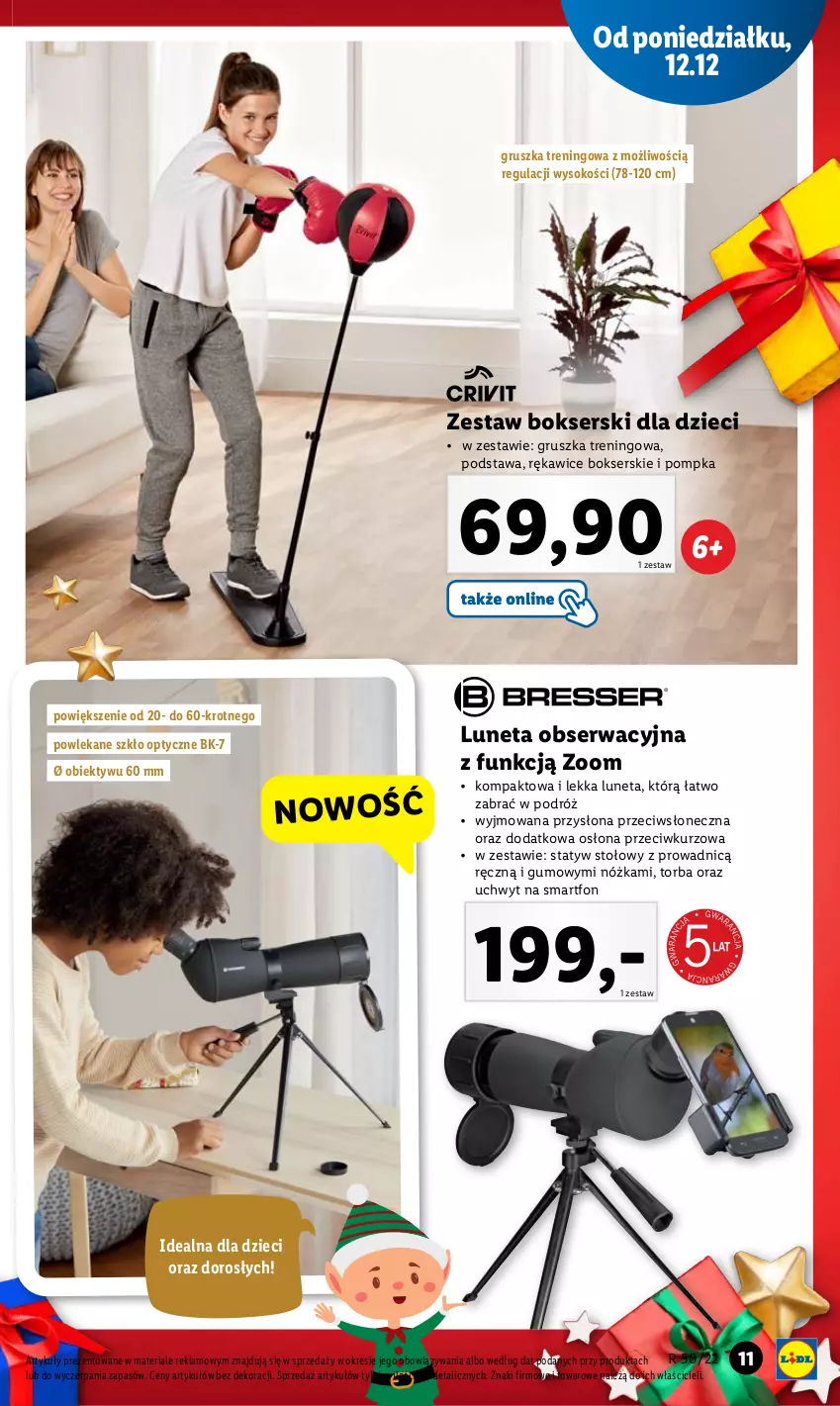 Gazetka promocyjna Lidl - GAZETKA - ważna 12.12 do 18.12.2022 - strona 11 - produkty: Dzieci, Obiektyw, Pompka, Rękawice, Ser, Smartfon, Sok, Torba, Zestaw bokserski