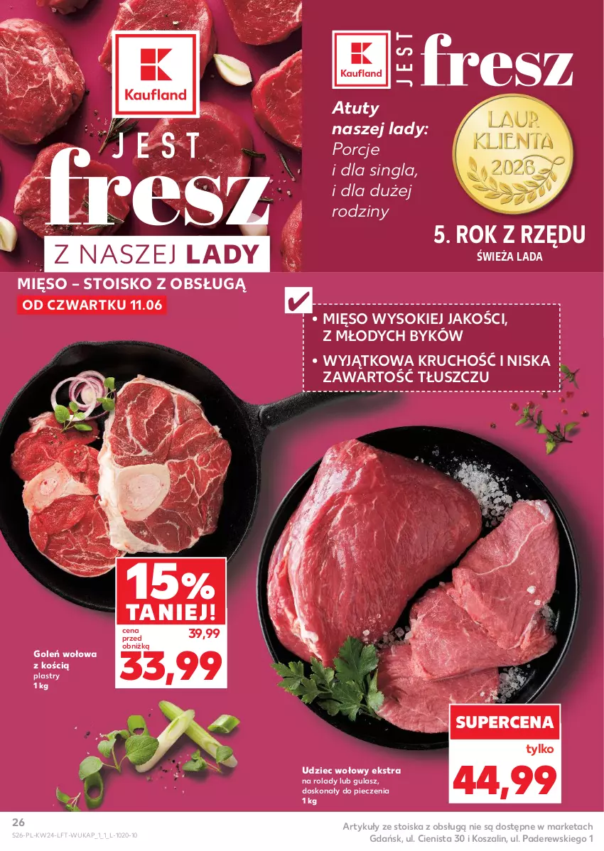 Gazetka promocyjna Kaufland - Gazetka tygodnia - ważna 11.06 do 17.06.2026 - strona 26 - produkty: Kosz, Mięso, Piec, Por, Sok, Szal, Udziec wołowy